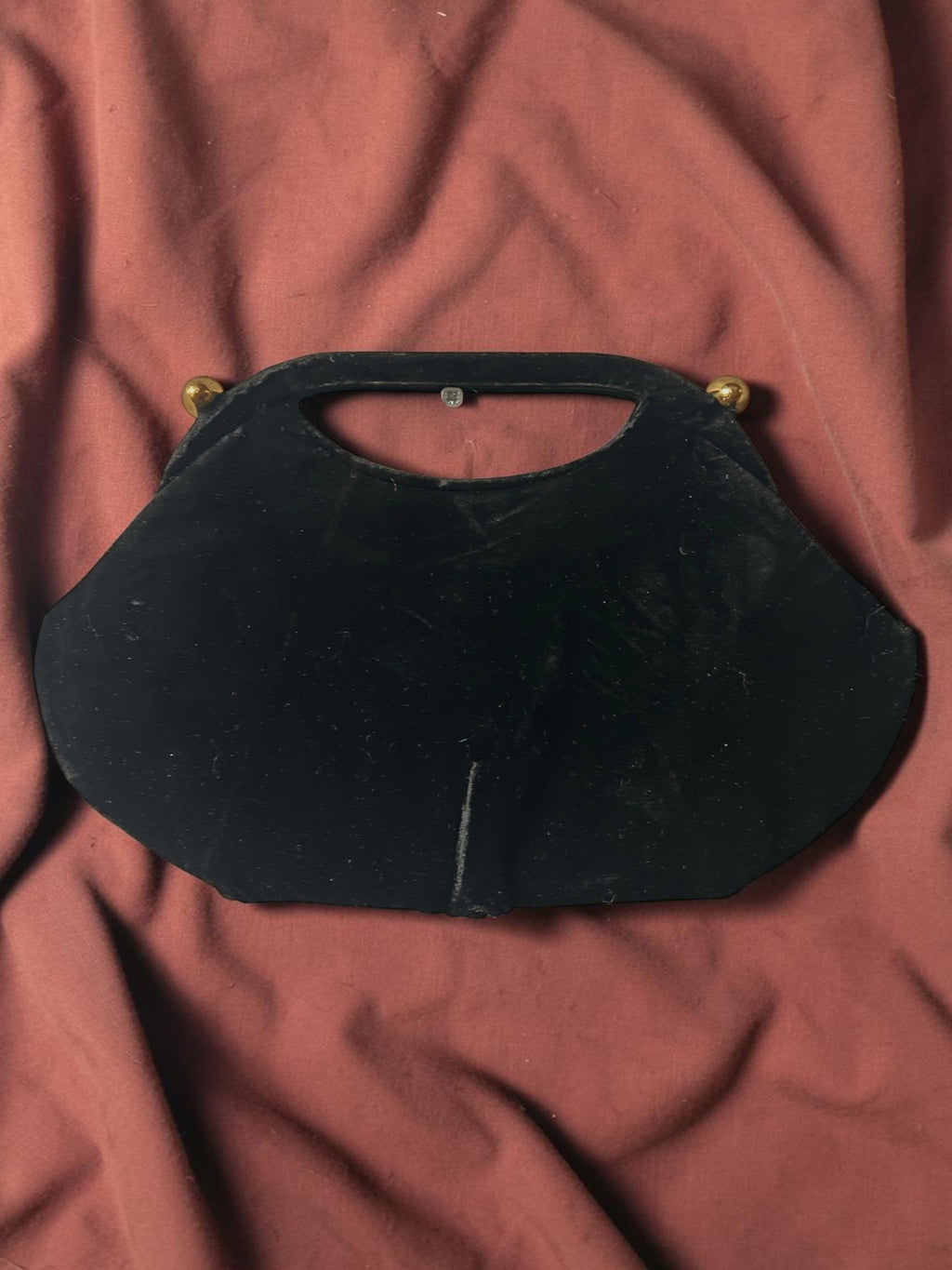 1950s Black Velvet Gathered Charm Bag
