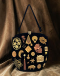 1940s Black Velvet Gathered Charm Bag