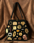 1940s Brown Suede Gathered Charm Bag