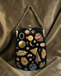 1960s Black Suede Gathered Charm Bag
