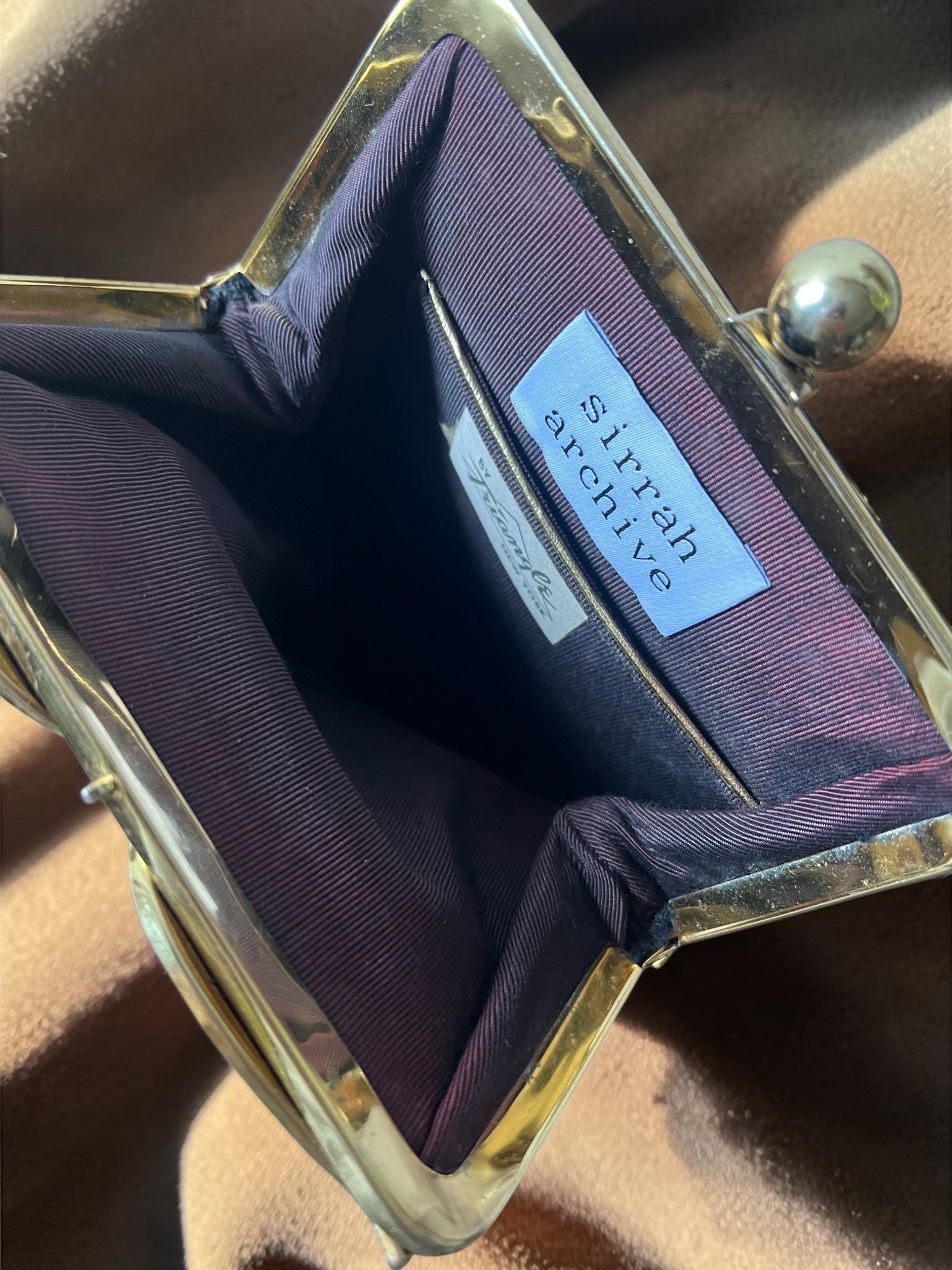 1960s Black Suede Gathered Charm Bag