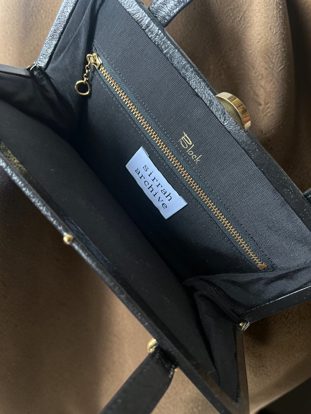 1960s Black Suede Gathered Charm Bag