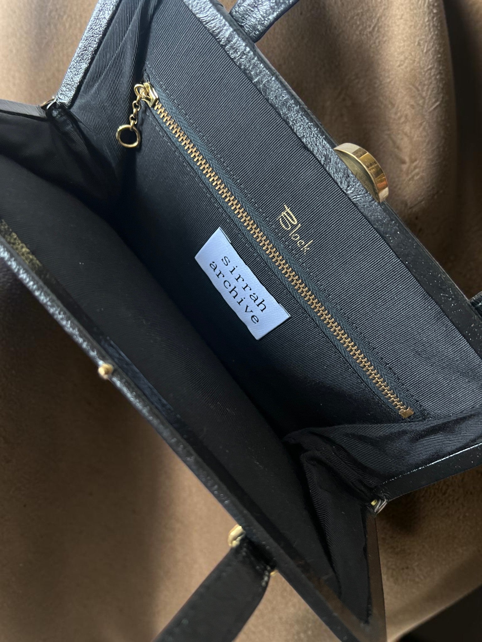 1960s Black Suede Gathered Charm Bag