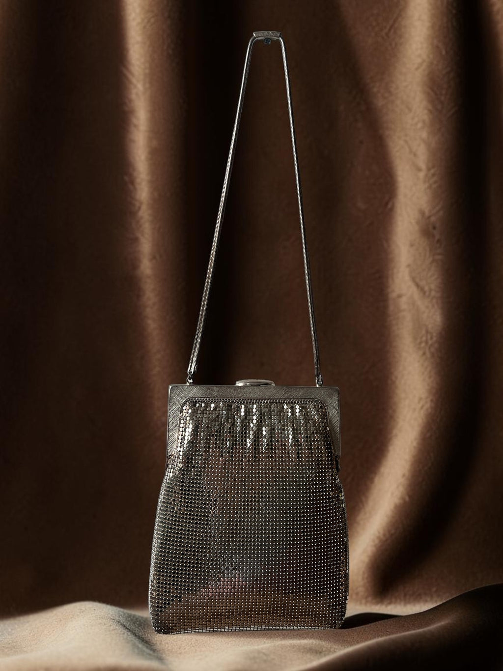 1960s Silver Mesh Gathered Charm Bag