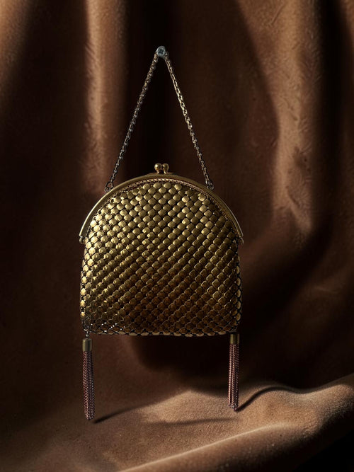 1920s Gold Mesh Mini Gathered Charm Bag