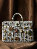 1960s White Wicker XL Gathered Charm Bag