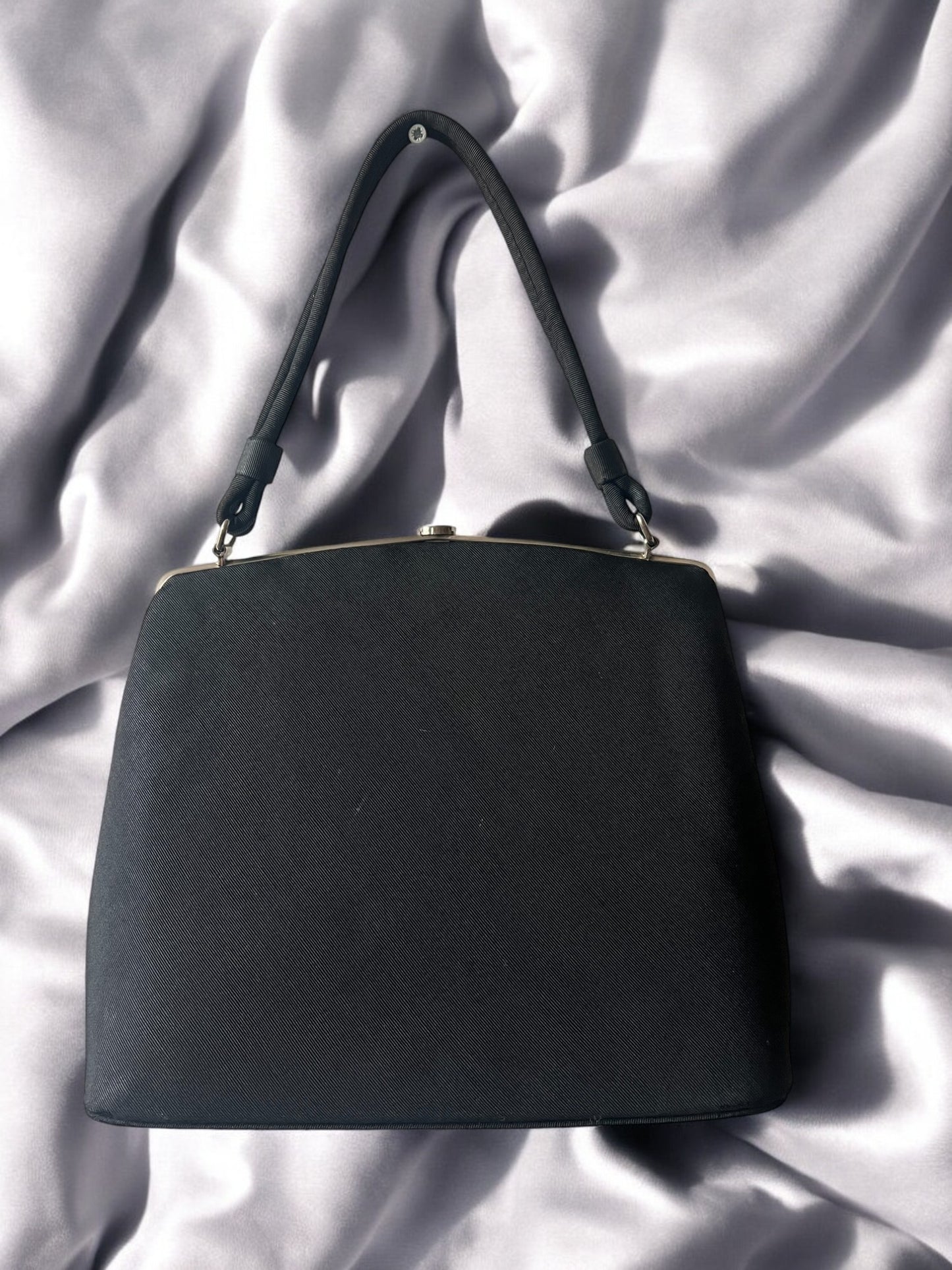 1950s Black Fabric ‘Gathered Charm’ Bag