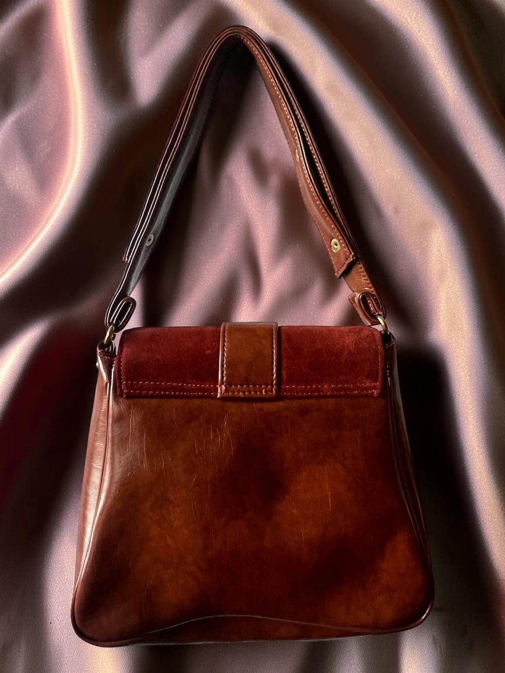 1960s Tan Suede Gathered Charm Bag