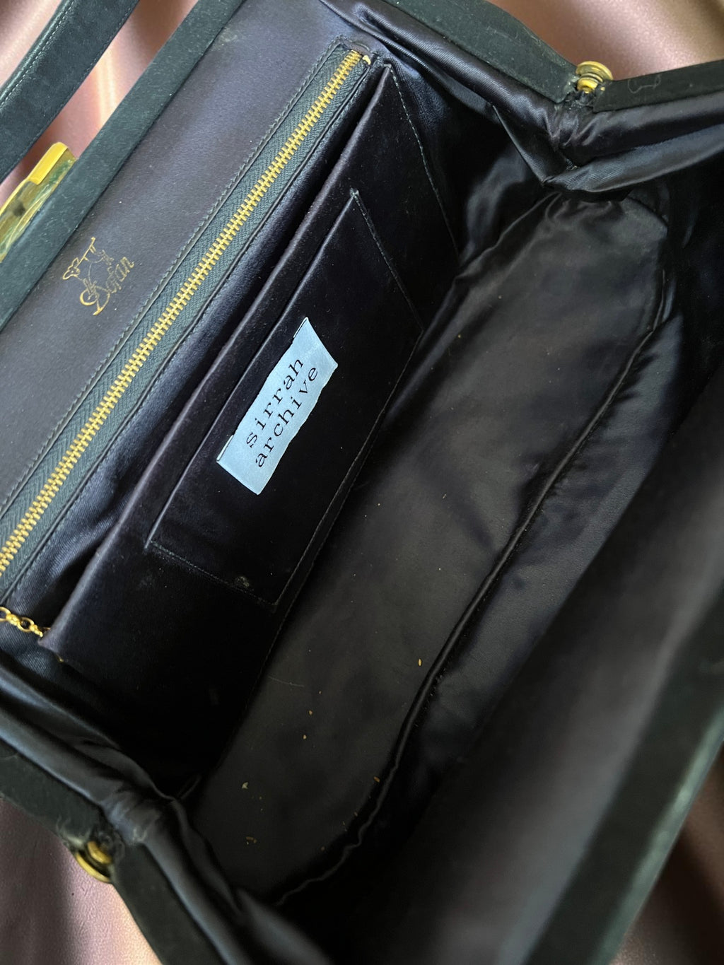 1950s Black Suede Gathered Charm Bag