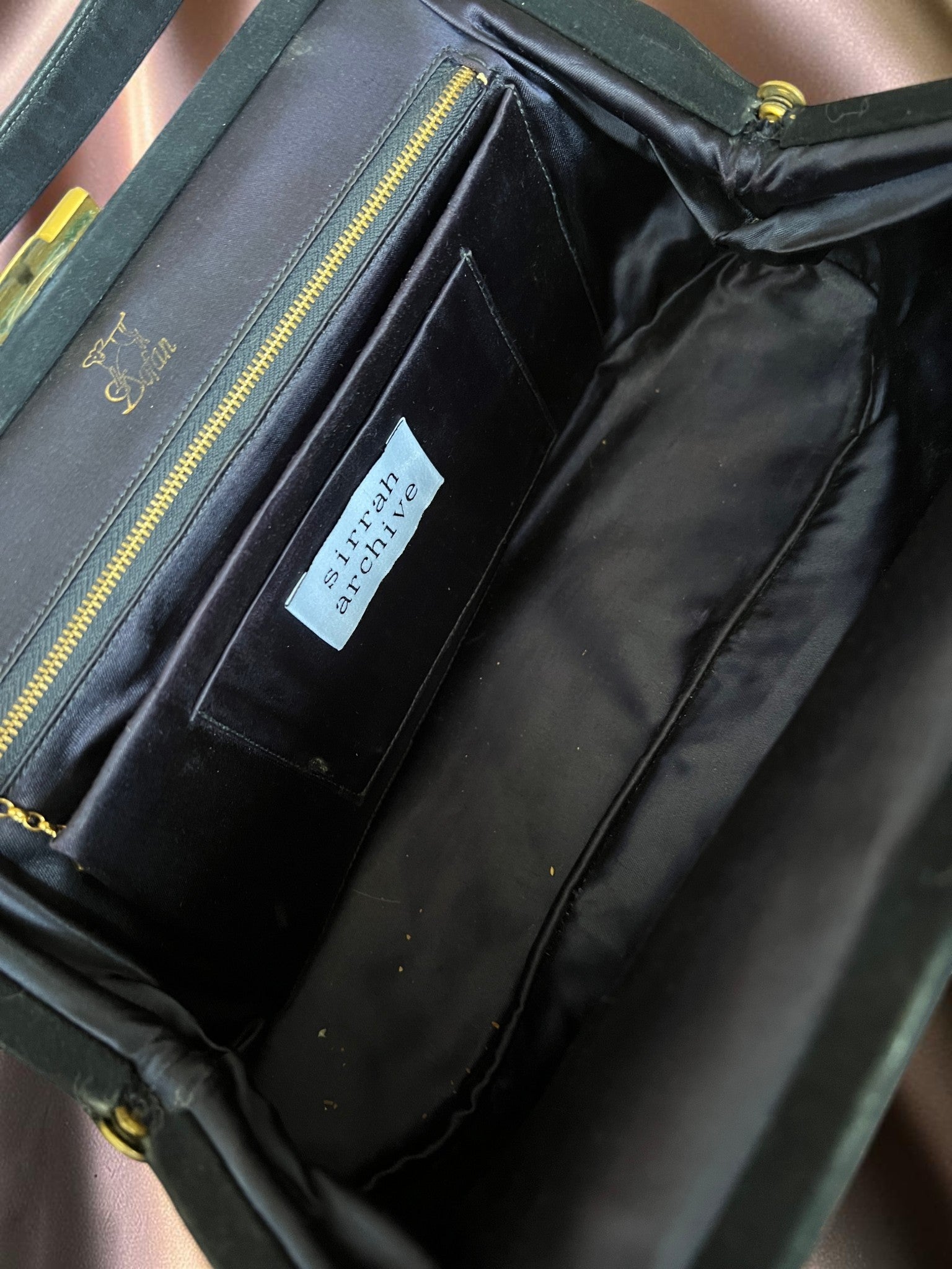 1950s Black Suede Gathered Charm Bag