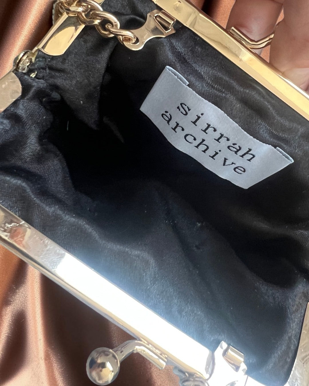 Rose Gold Mesh Tasseled Gathered Charm Bag