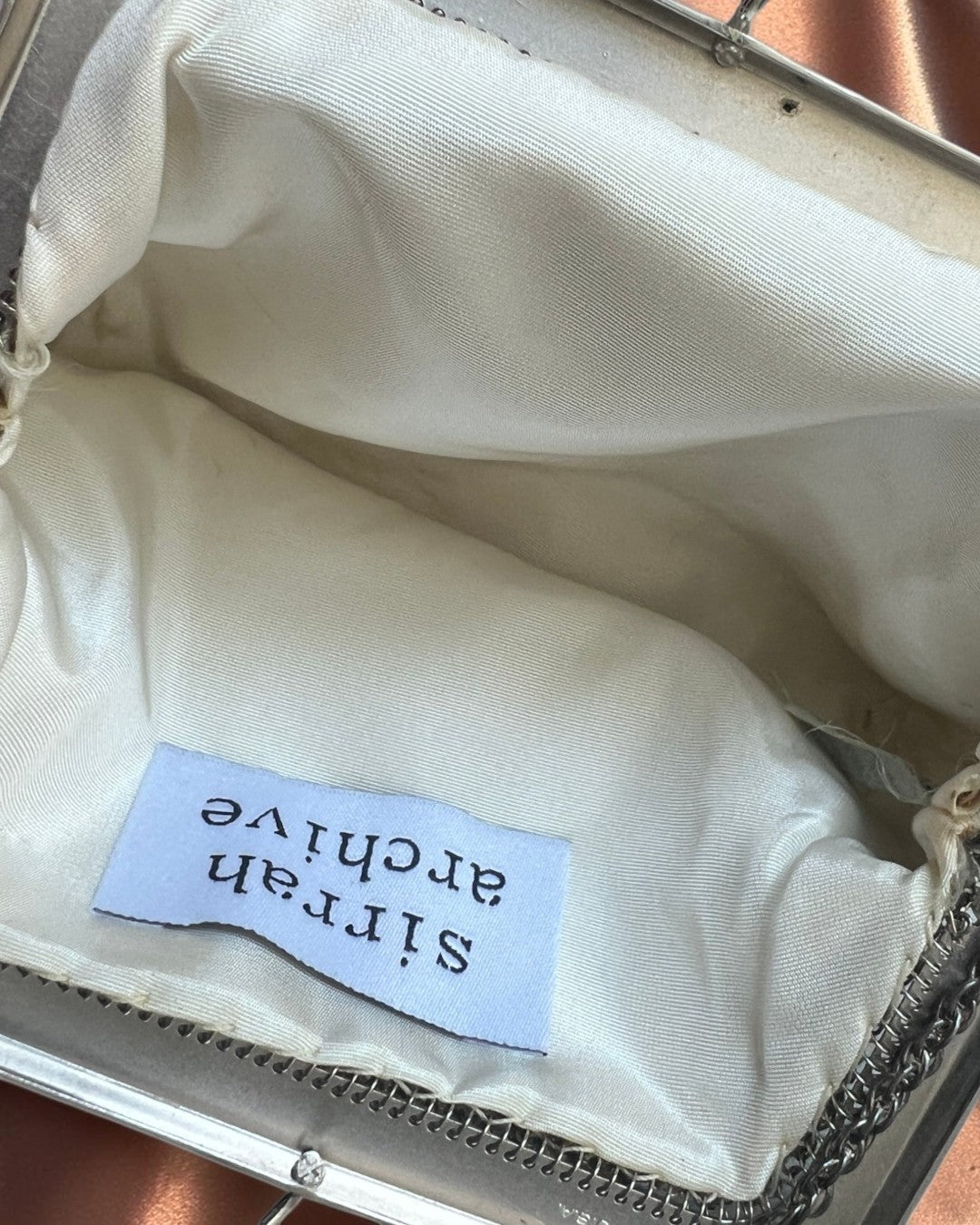 Silver Mesh Tasseled Gathered Charm Bag