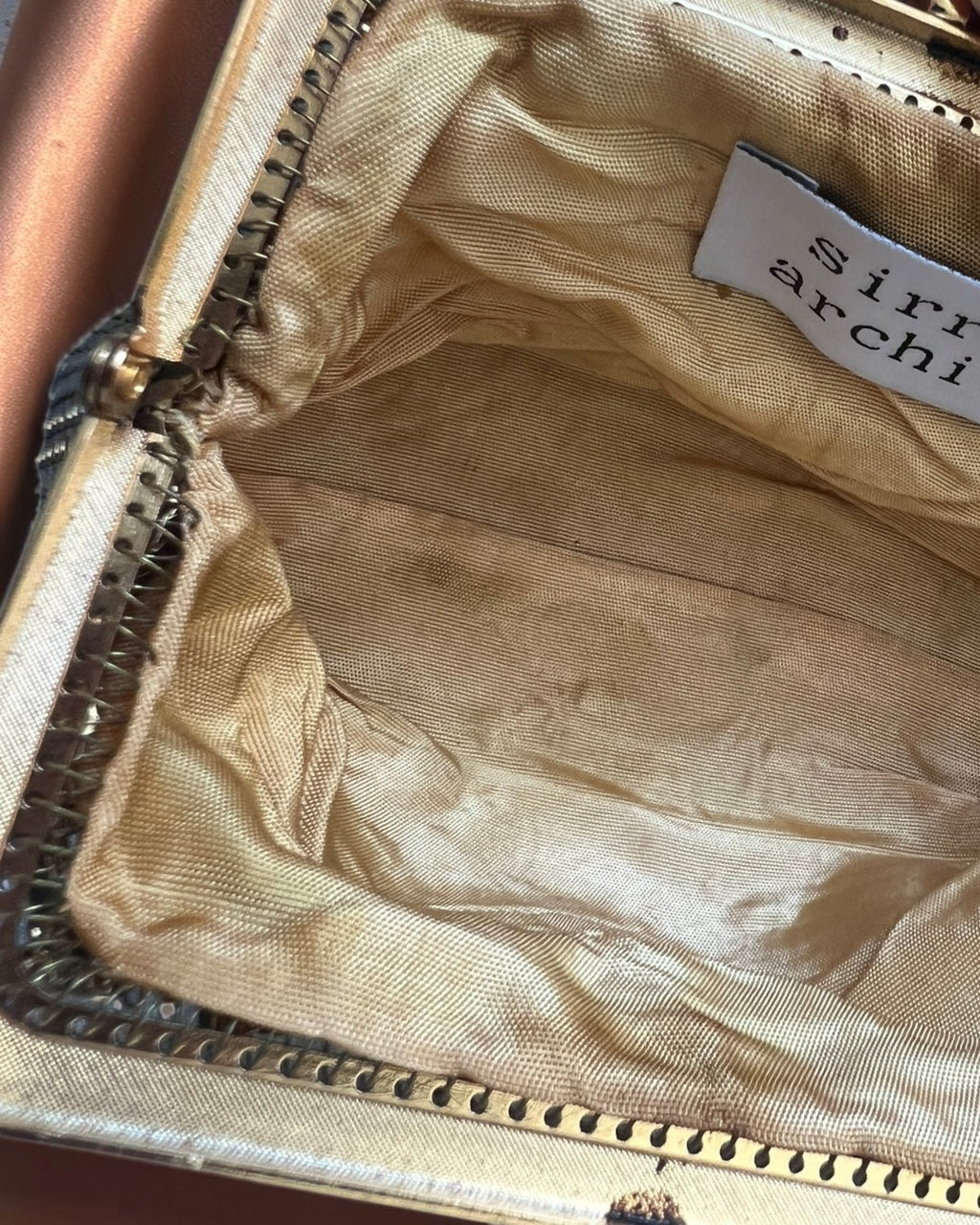 Gold Mesh Tasseled Gathered Charm Bag