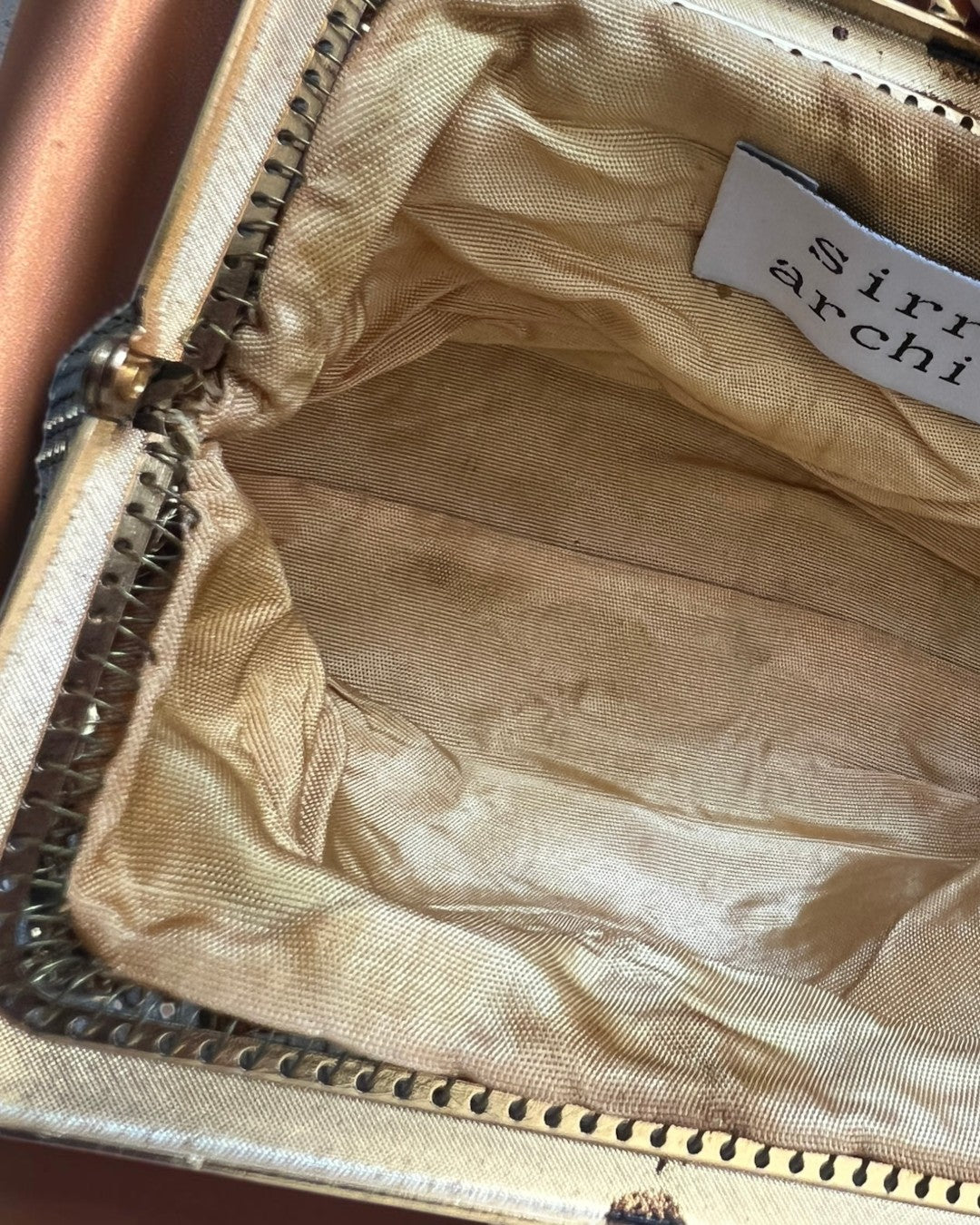 Gold Mesh Tasseled Gathered Charm Bag
