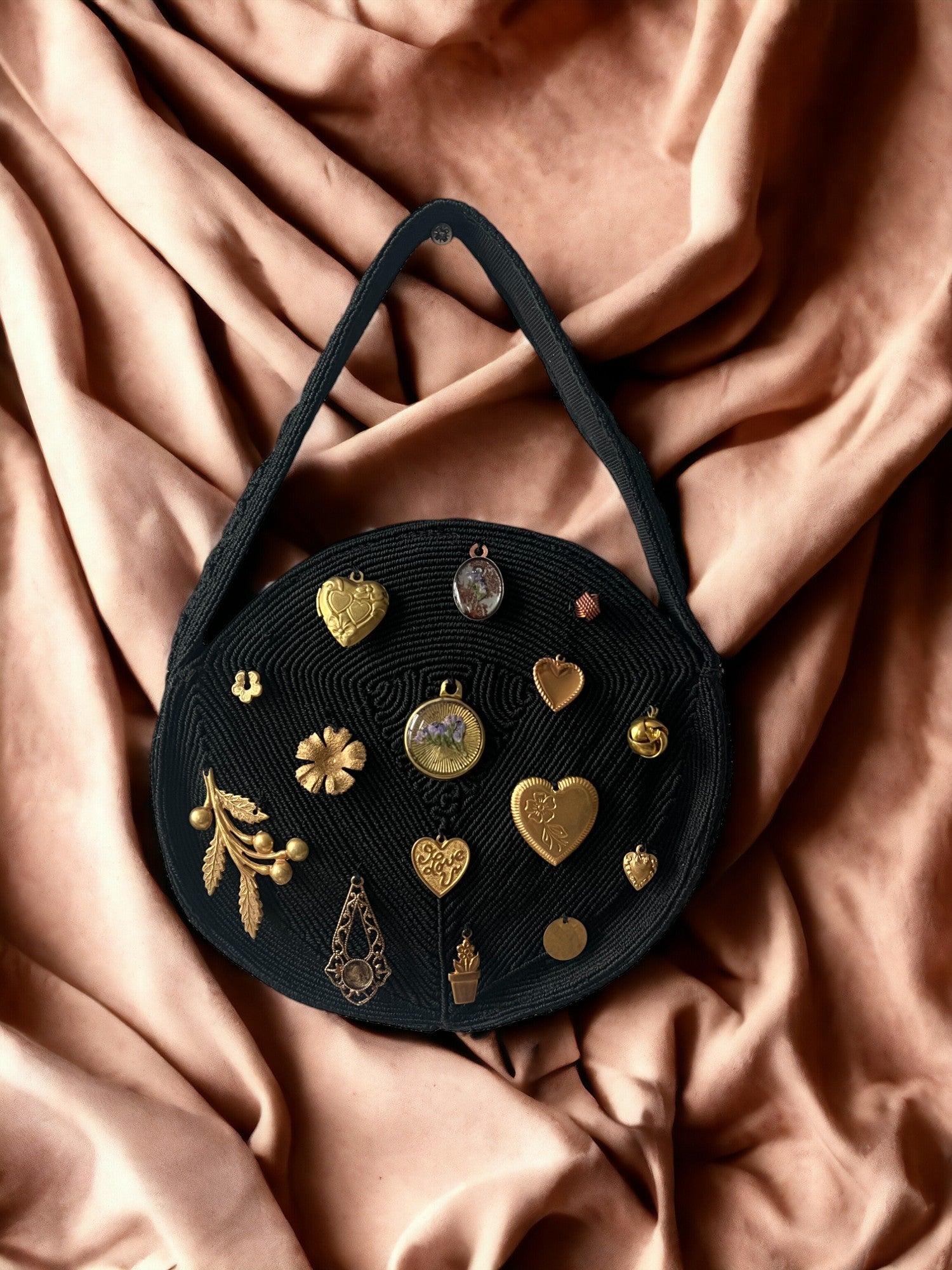 1940s Black Cordé ‘Gathered Charm’ mini Bag
