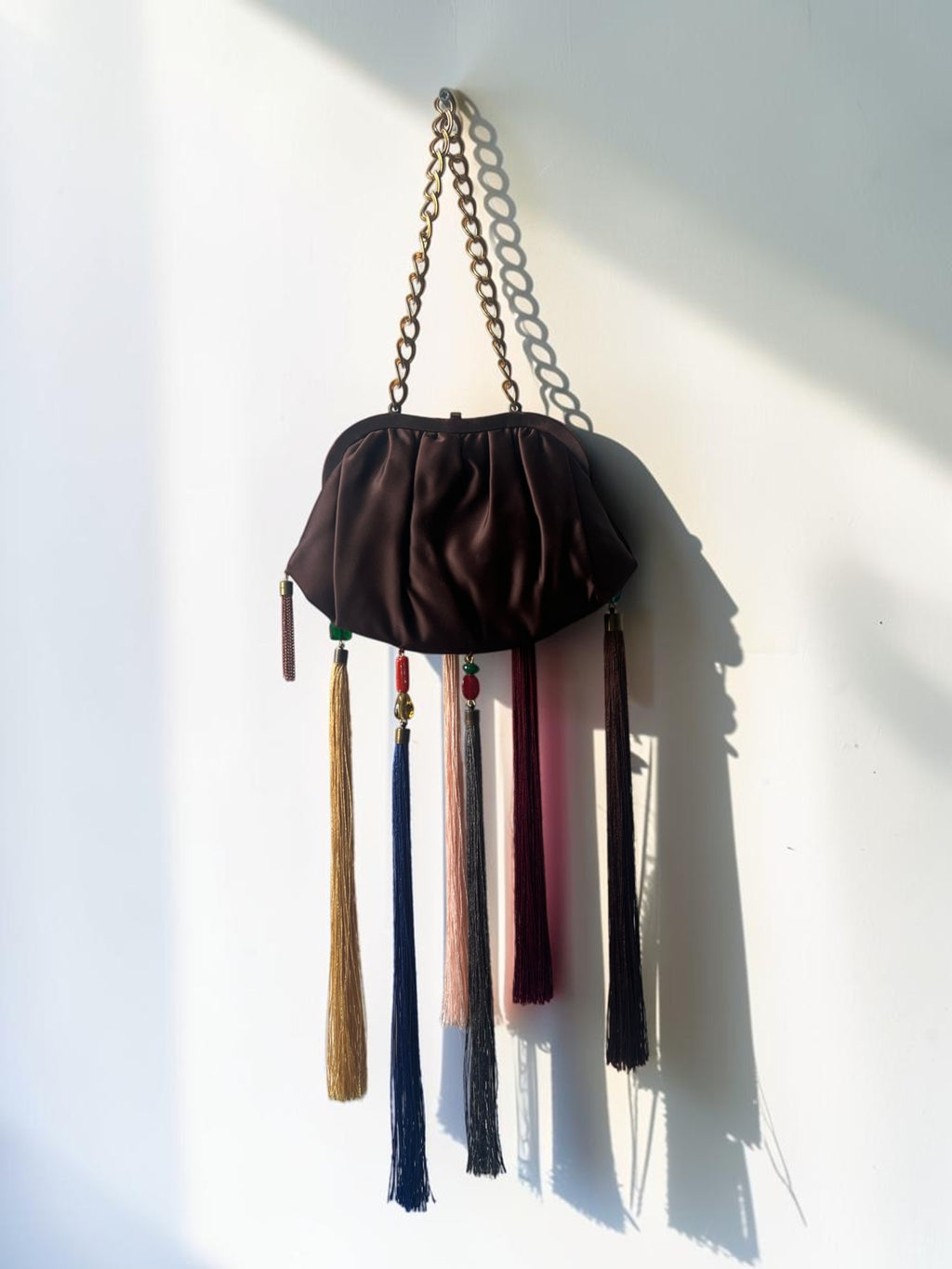 MIRTH Beaded Bag – Brown Satin