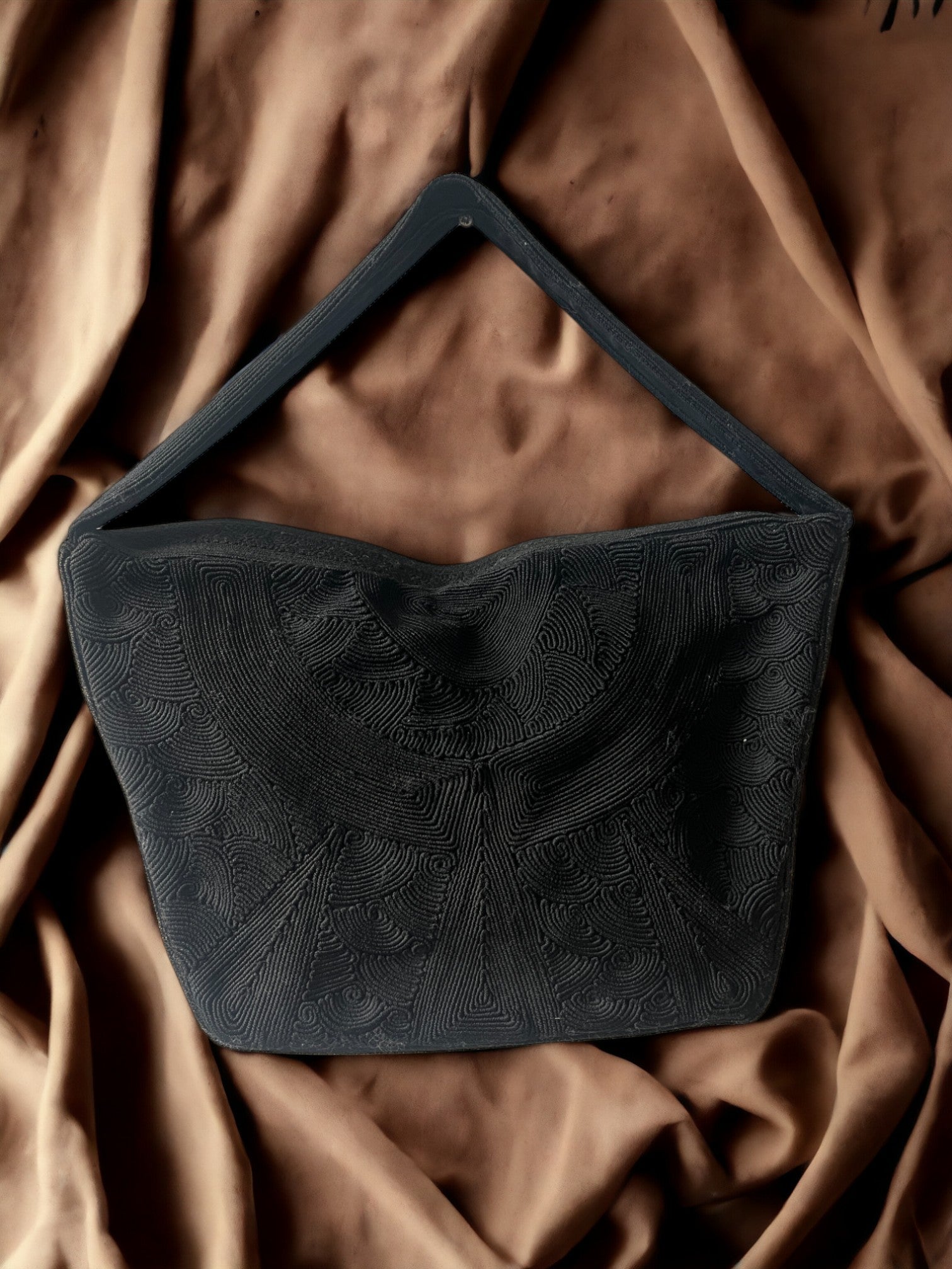 1940s Black Cordé ‘Gathered Charm’ Chain Bag