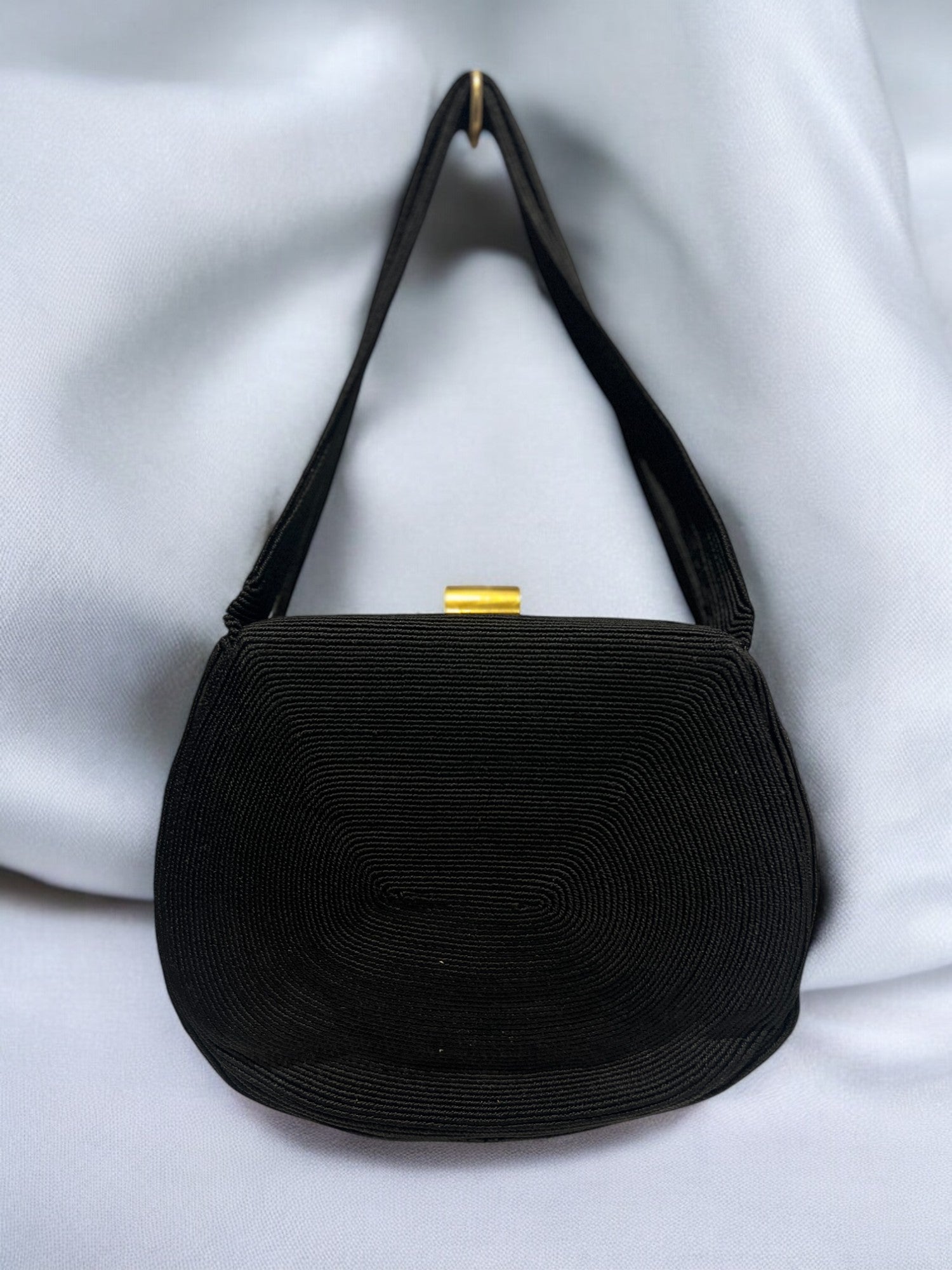 1940s Black Corde ‘Gathered Charm’ Bag