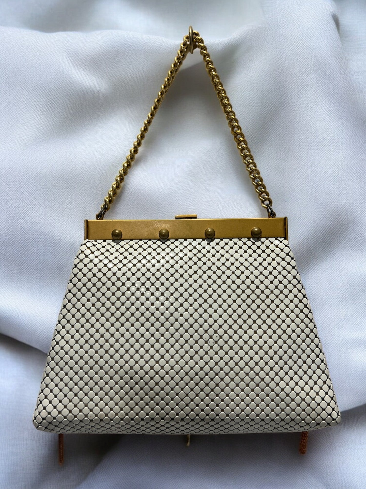 1960s White & Gold Mesh ‘Gathered Charm’ Bag