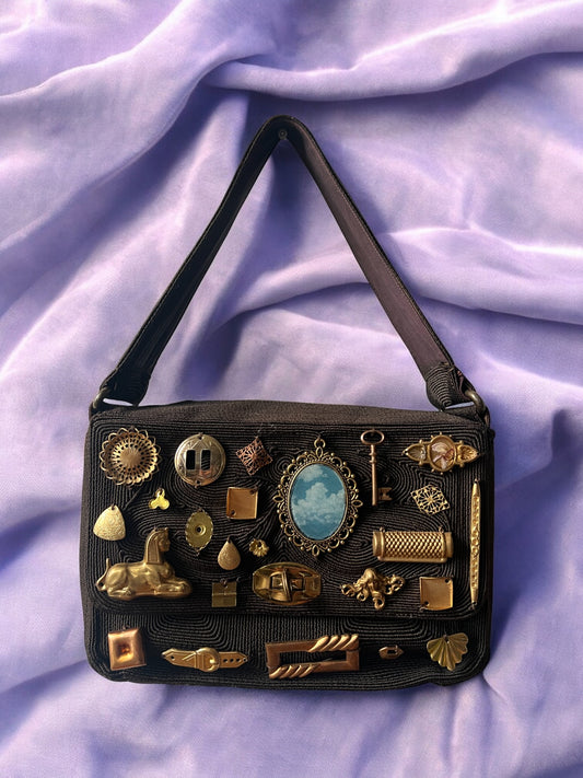 1940s Brown Corde ‘Gathered Charm’ Bag
