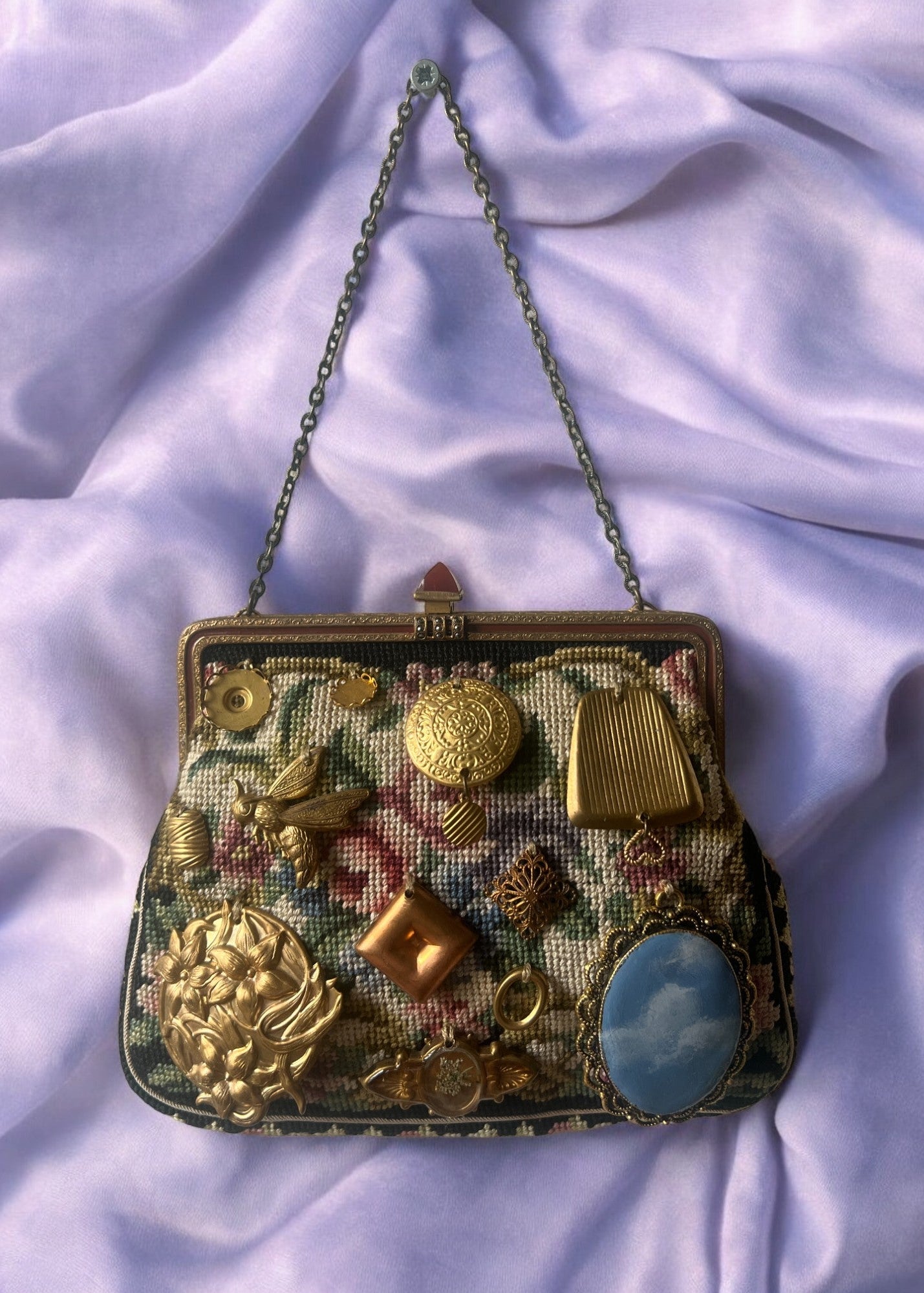 1930s Mini Tapestry ‘Gathered Charm’ Bag