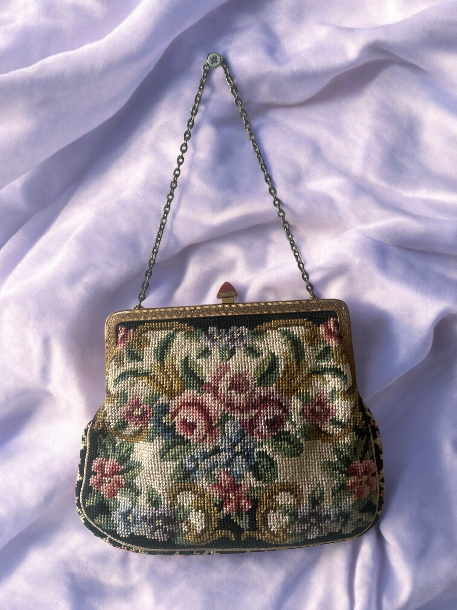 1930s Mini Tapestry ‘Gathered Charm’ Bag