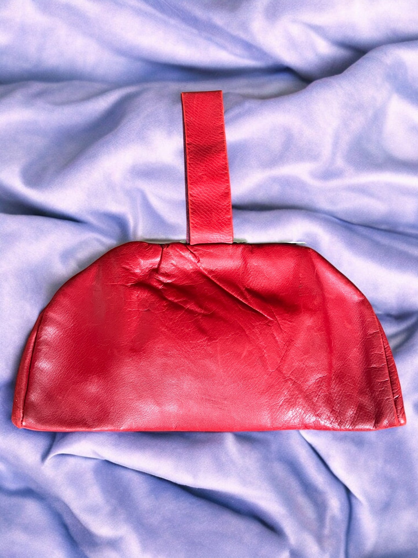 1940s Red Leather Mini ‘Gathered Charm’ Bag