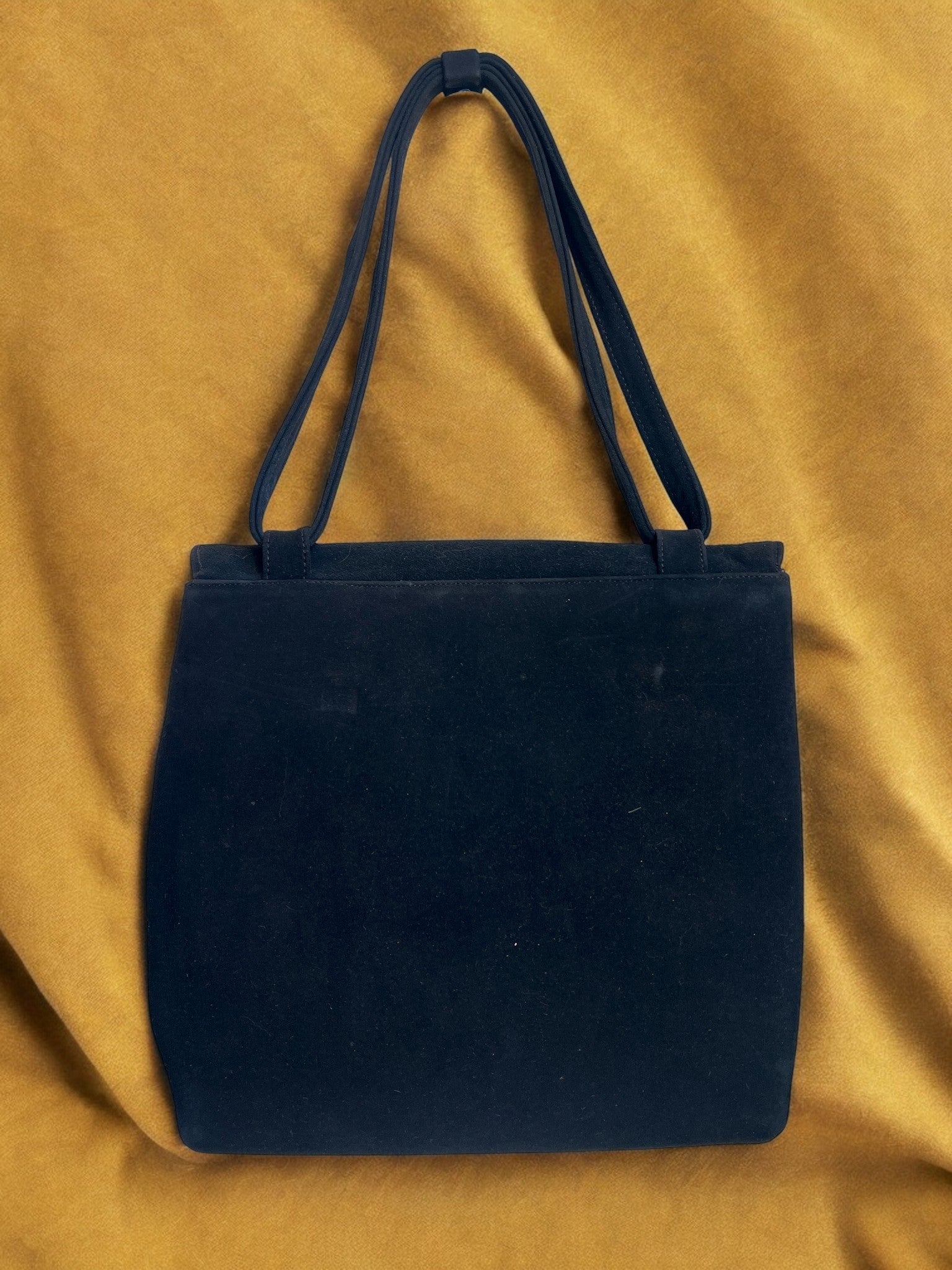 1950s Black Suede Gathered Charm Bag