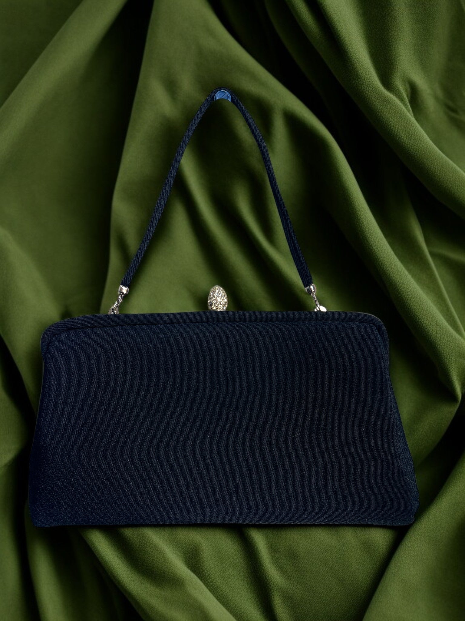 1950s Black Fabric Monkey Gathered Charm Bag