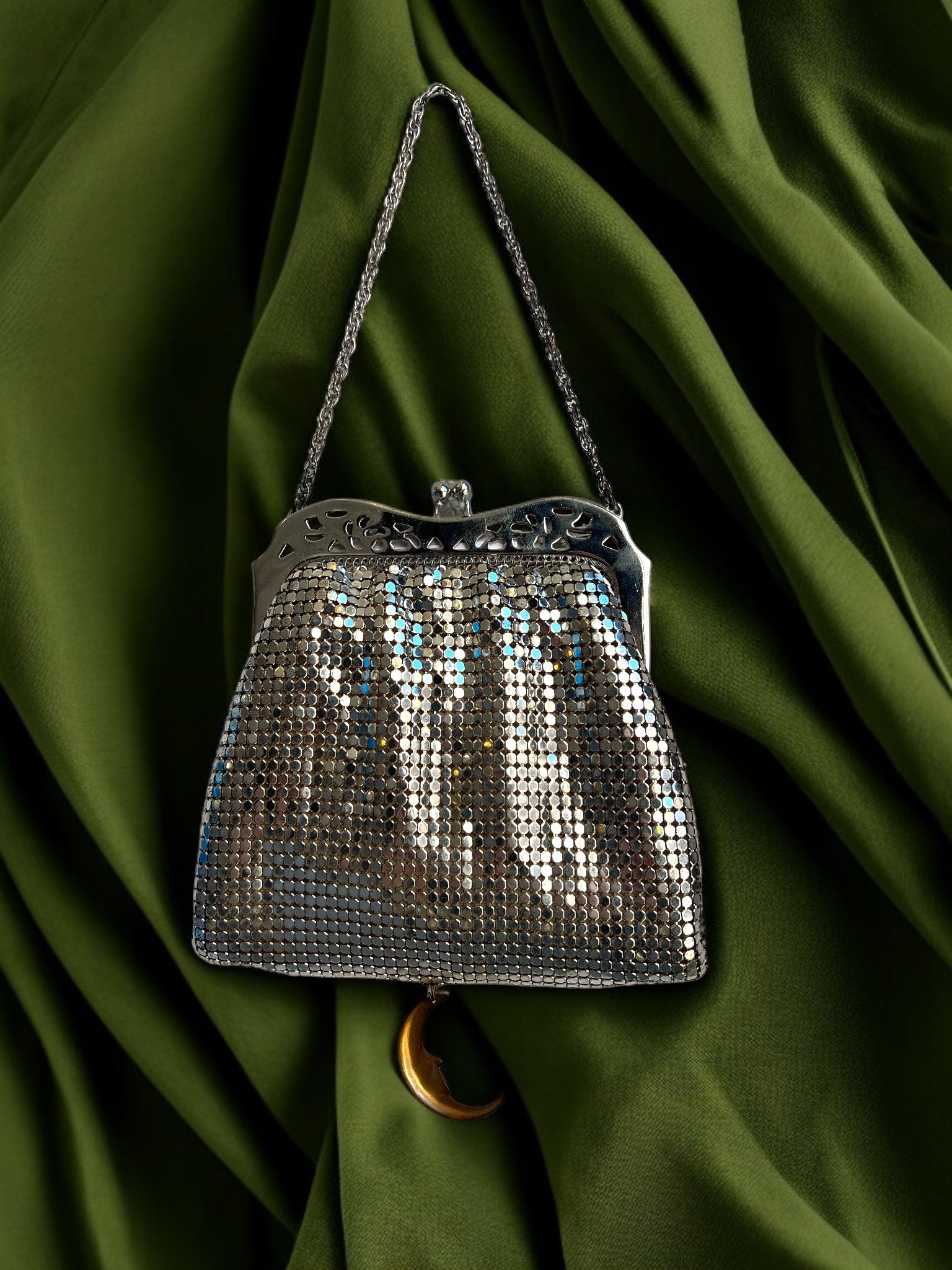 1940s Silver Mini Sun Gathered Charm Bag