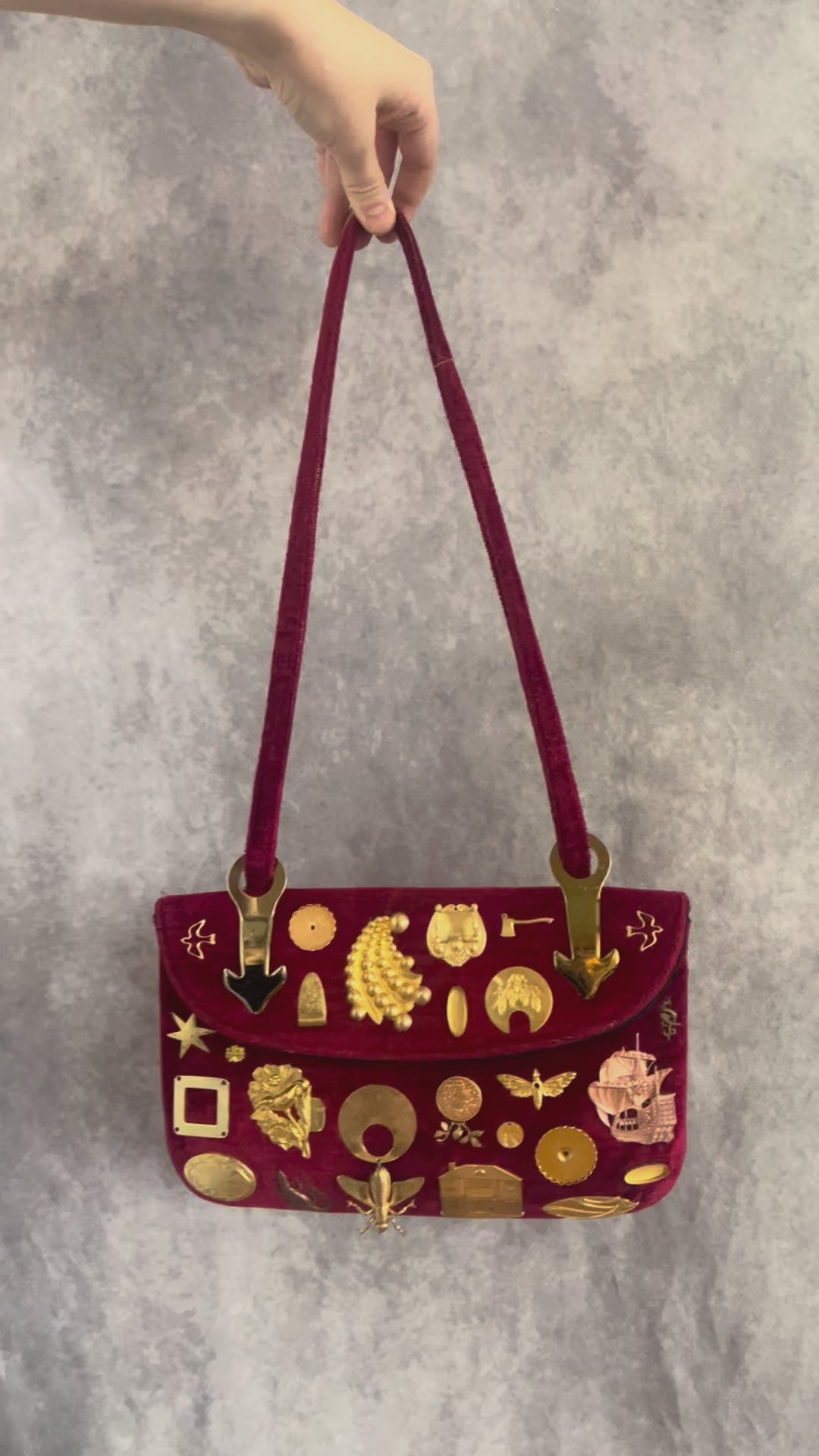 1960s Carpet Gathered Charm Bag