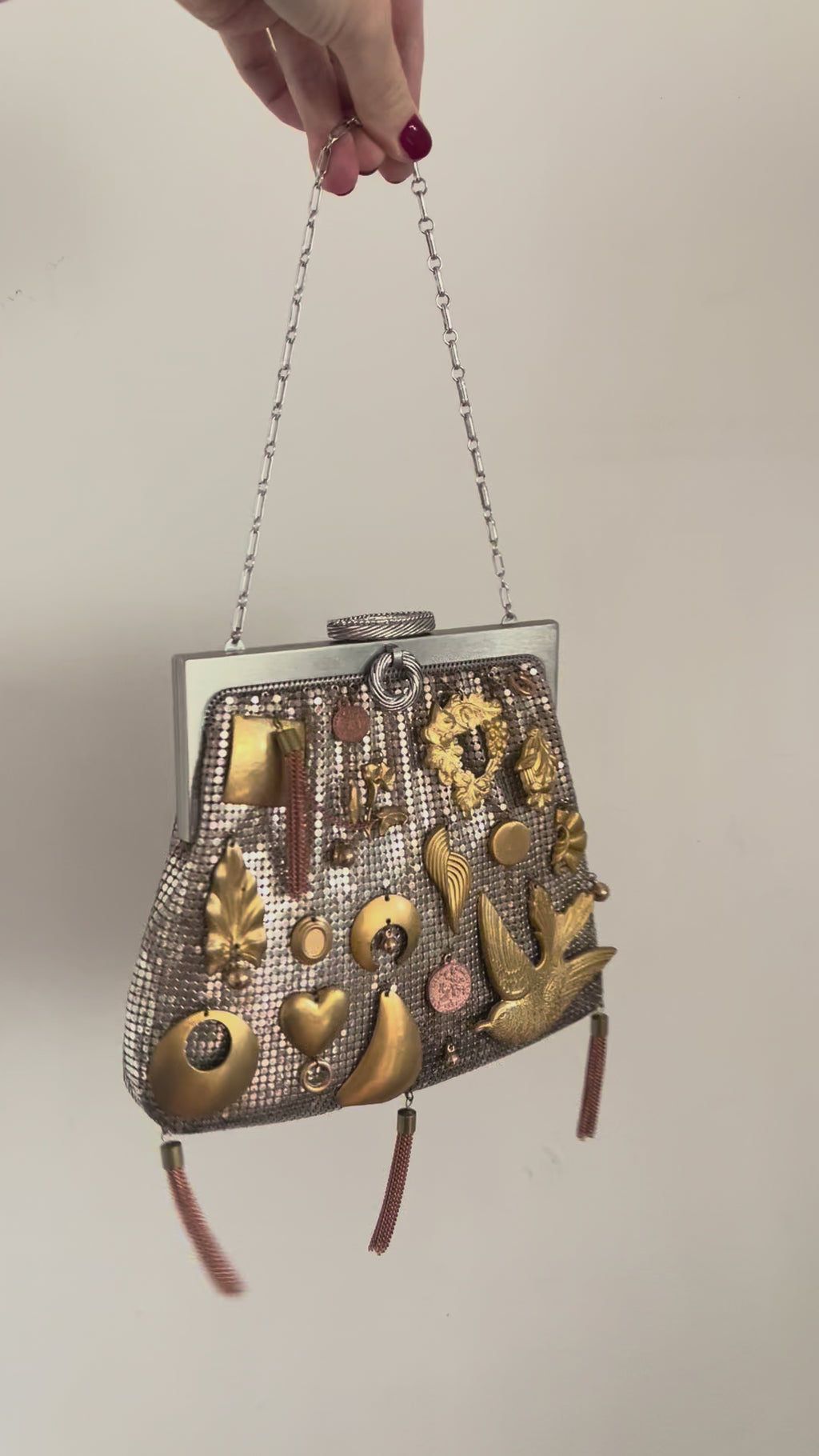 Silver Mesh Tasseled Bag