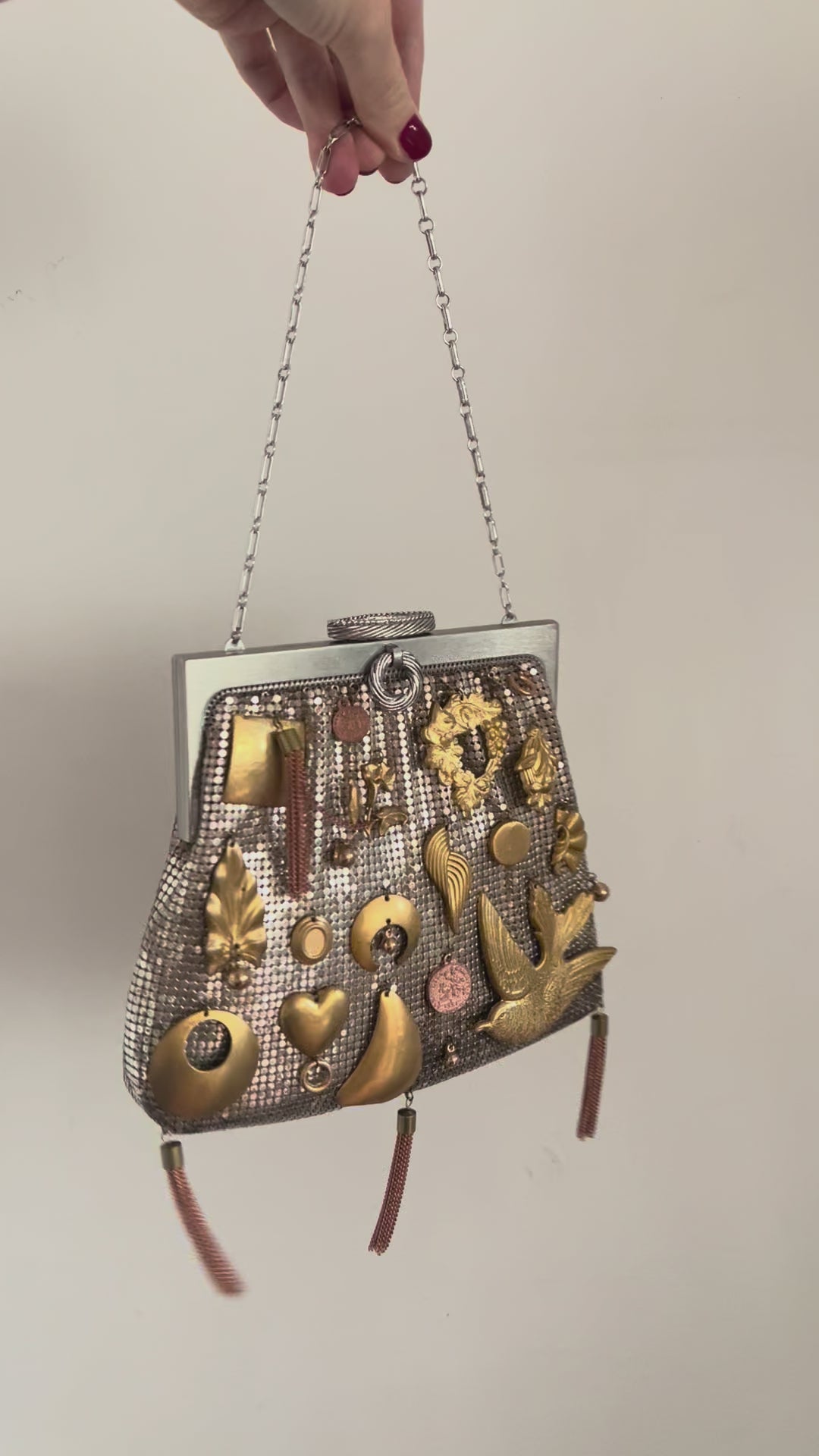 Silver Mesh Tasseled Bag