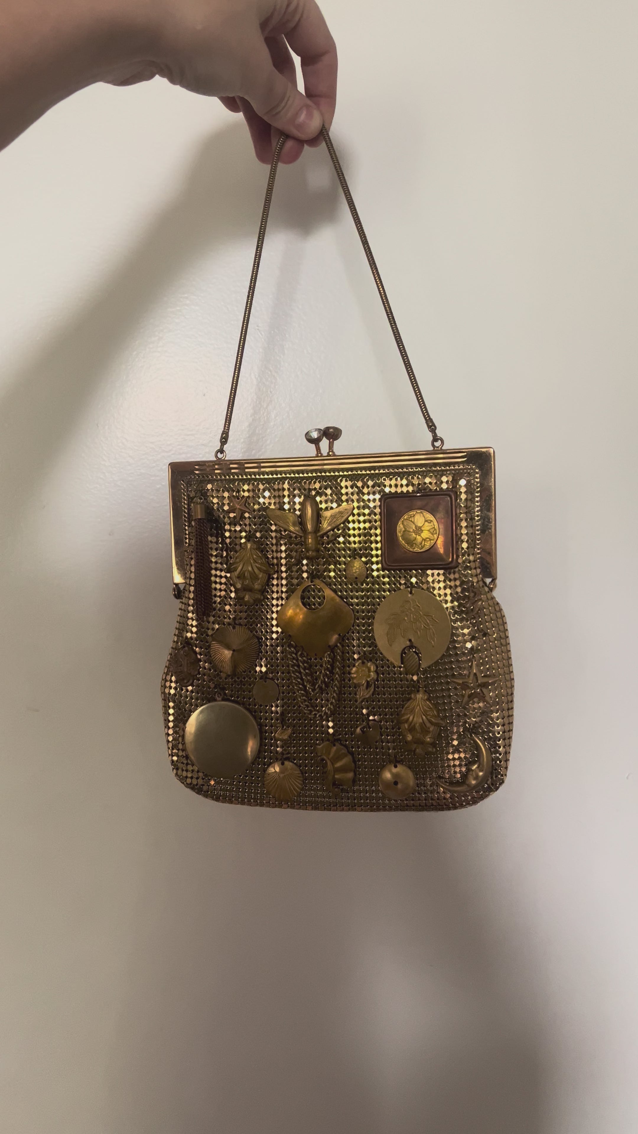 1950s Gold Mesh Gathered Charm Bag