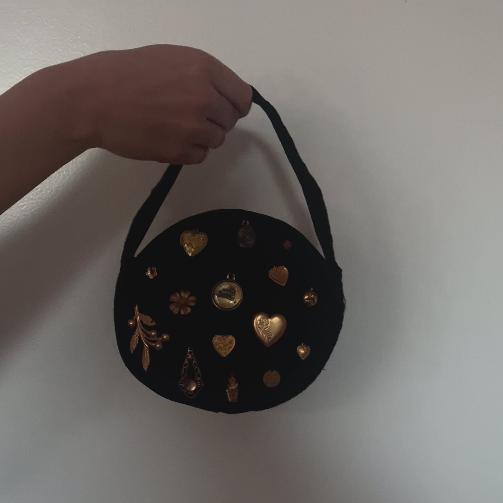 1940s Black Cordé ‘Gathered Charm’ mini Bag