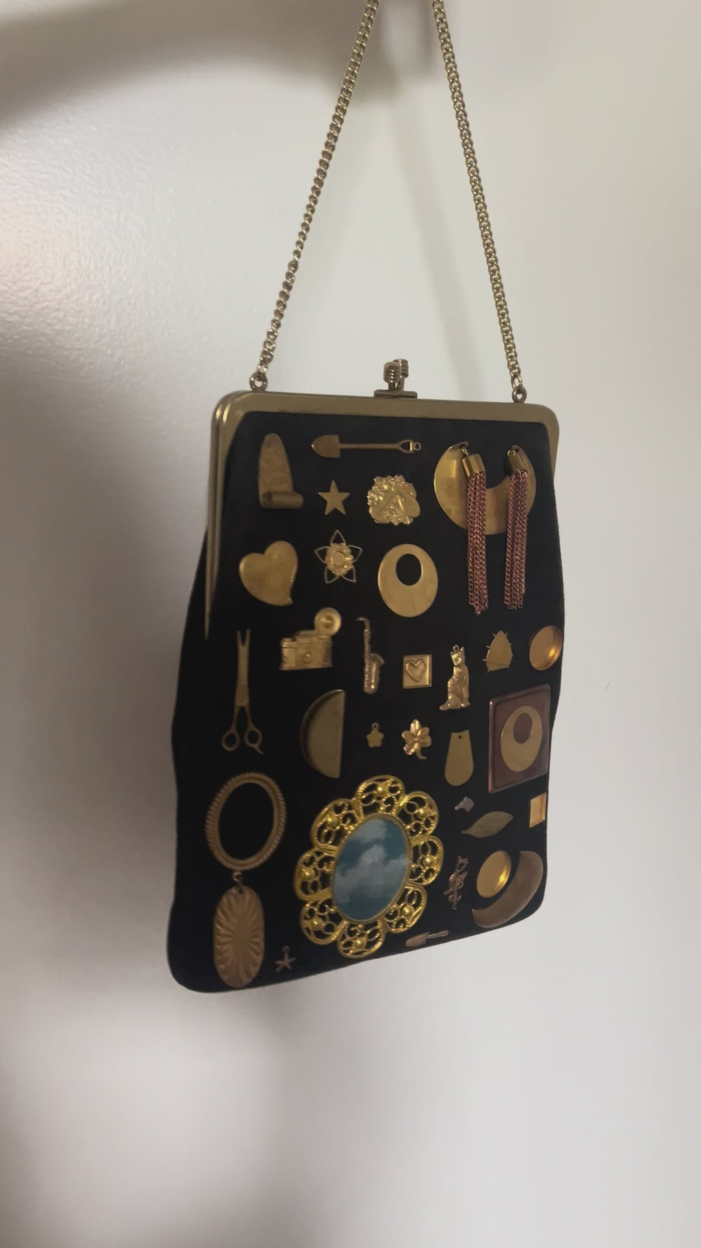 1960s Dark Brown Suede Gathered Charm Bag